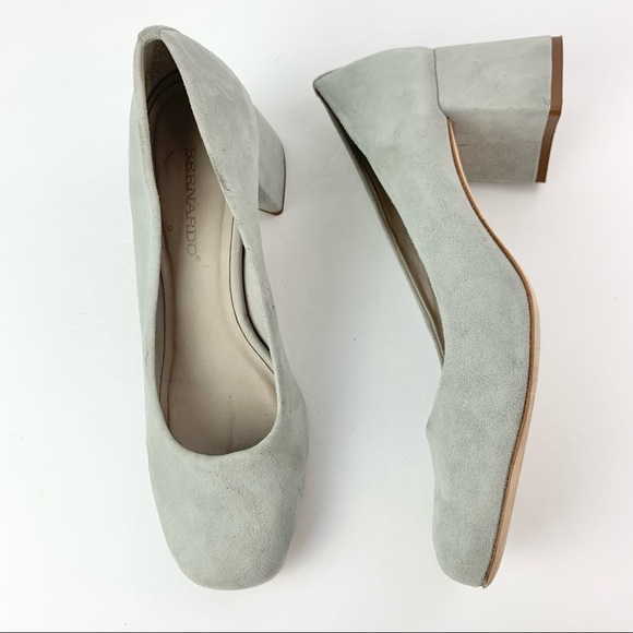 Bernardo The Jackie Suede Grey Square Toe Heel 9 - Picture 1 of 16